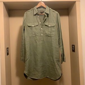 RALPH LAUREN RUGBY Olive Linen Shirt Dress/Tunic